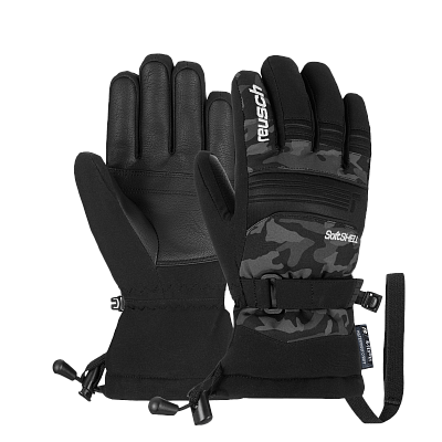 Превью Горнолыжная одежда со скидкой Перчатки горнолыжные REUSCH Kondor R-Tex Xt Junior Dark Camo/Black